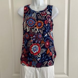 Light flowy colourful navy with floral pattern